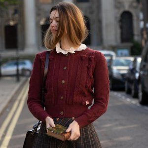 Miss Patina Clive Bell Cardigan (Burgundy)